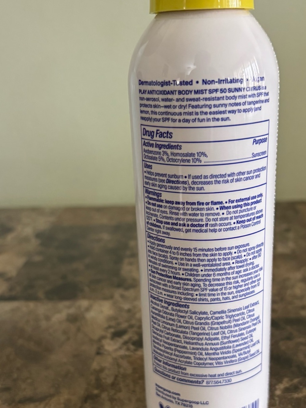 Supergoop PLAY Antioxidant Body Mist 6 fl oz SPF 50 Exp 9/28 Bodycare New - Picture 3 of 4